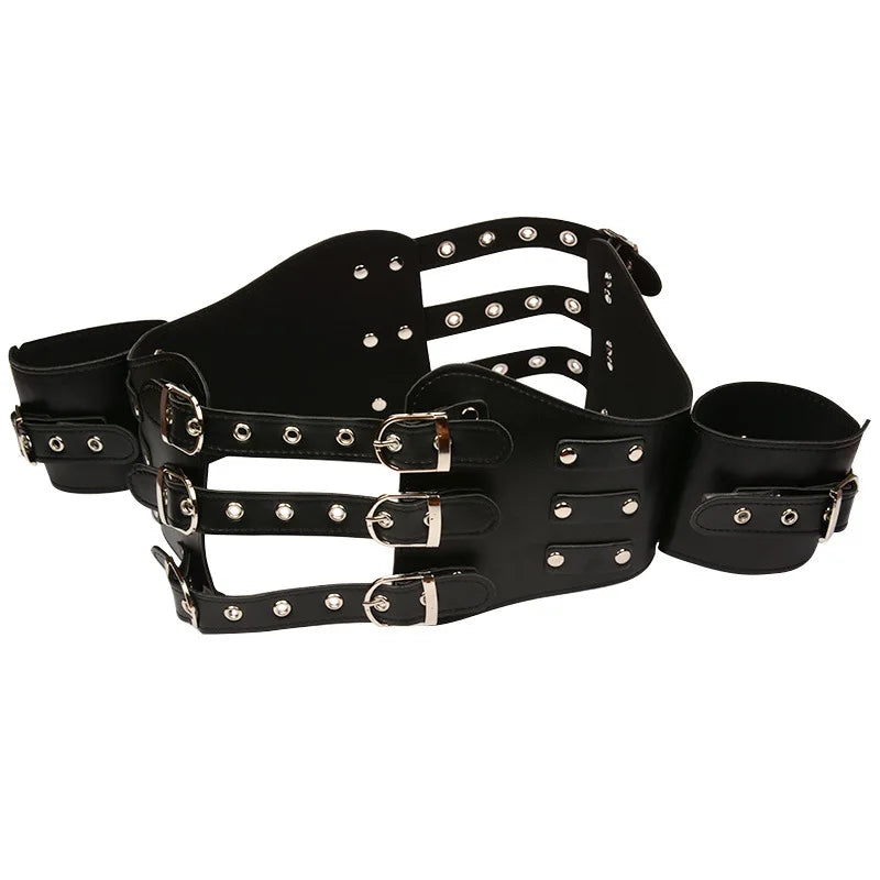 Leather Punk Body Harness with
Open Breast Corset