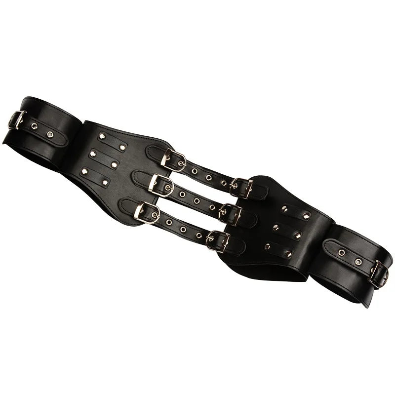 Leather Punk Body Harness with
Open Breast Corset