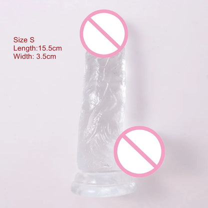 A Realistic Transparent Soft Dildo With Suction Cup