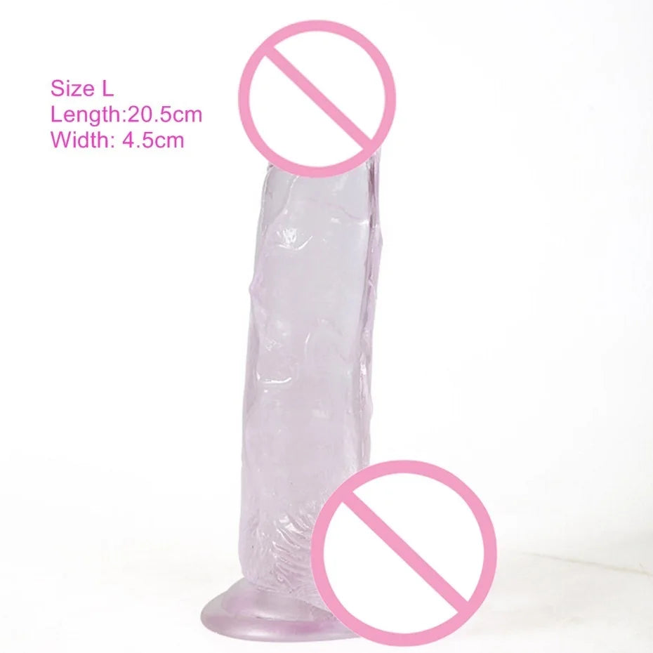 A Realistic Transparent Soft Dildo With Suction Cup