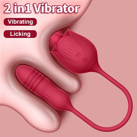 Rose-Toy Dildo Thrusting Vibrator for Women 
2 in 1 Vibrator