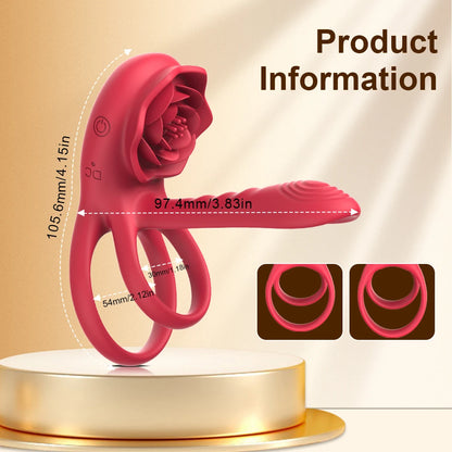 Wireless Remote Control Cock Ring Vibrator with Clitoris Stimulation for Couples