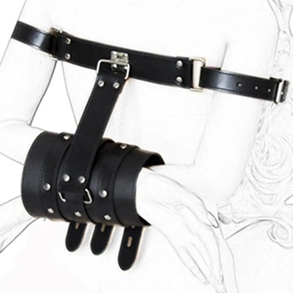 Leather Punk Body Harness with
Open Breast Corset