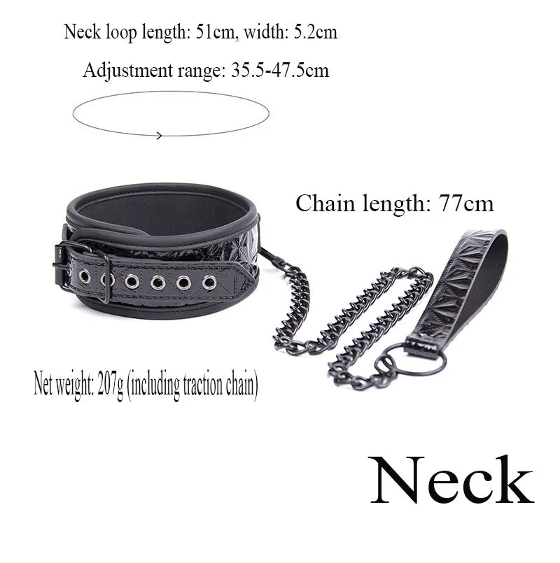 Black Leather Bondage Set Diamond Pattern (Spreader Bar, Handcuffs, Ankle Cuffs,  Restraints)