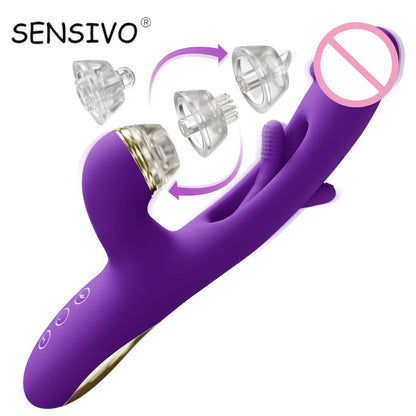 2024 Tapping Flapping Dildo Vibrator for Women 
With 3 Replaceable Head G Spot Vagina Massager