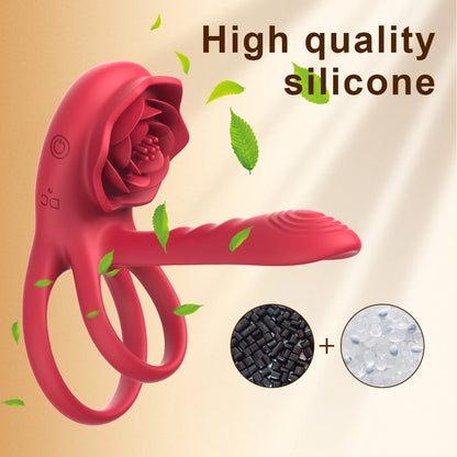 Wireless Remote Control Cock Ring Vibrator with Clitoris Stimulation for Couples