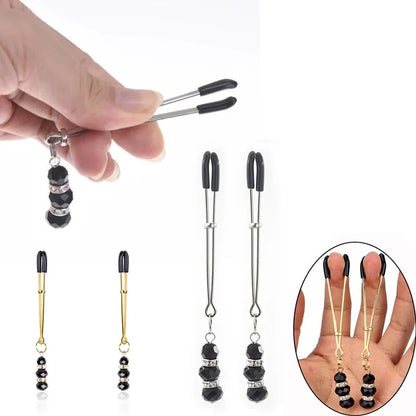 Crystal Beads Bondage Nipple Clamps