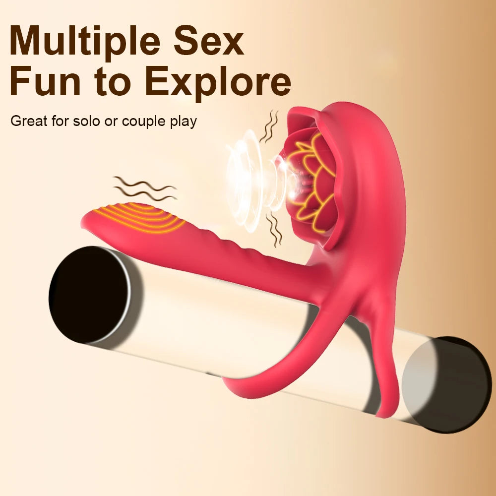 Wireless Remote Control Cock Ring Vibrator with Clitoris Stimulation for Couples