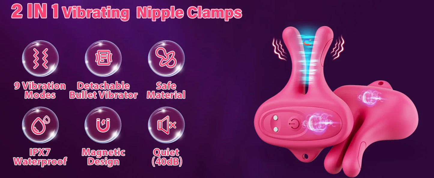 Vibrating Nipple Clamps Vibrator 
9 Vibration Modes Magnetic Nipple Stimulation