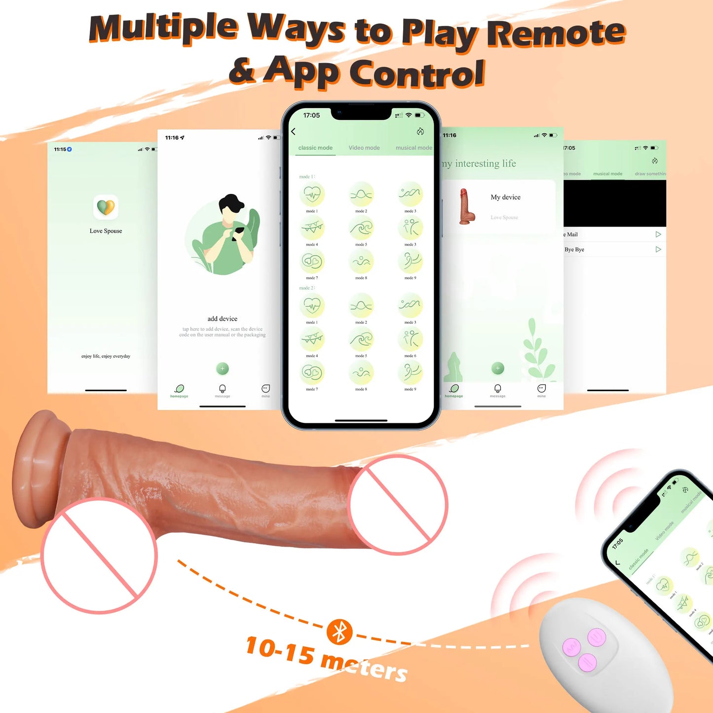 Realistic Dildo Vibrator for Women Thrusting Wireless APP Bluetooth