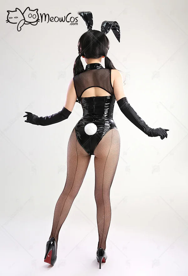 Bunny Girl Sexy Lingerie Set 
Open Mesh Bodysuit with Tail, Gloves and Headband